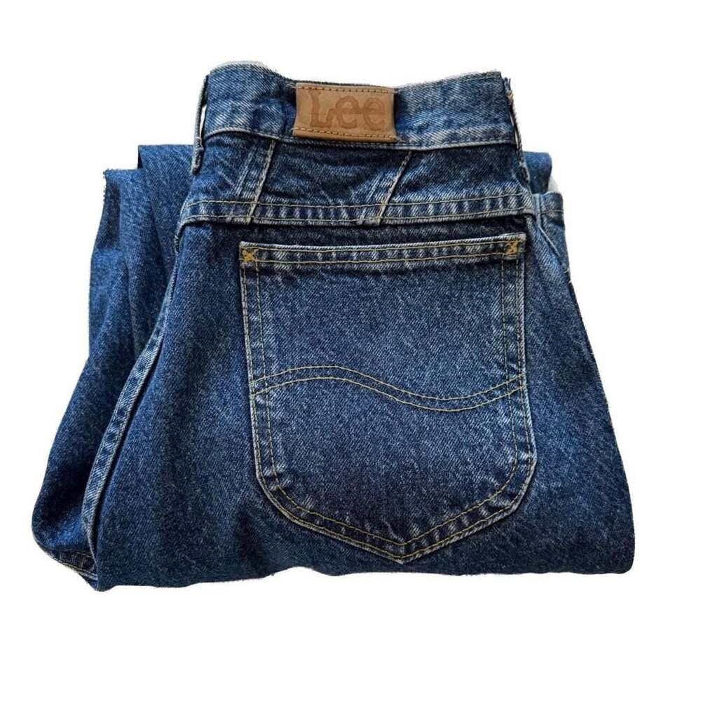 Vintage Lee High Waisted Tapered Leg Mom Jeans Dark Wash Made In USA Size 14 Med